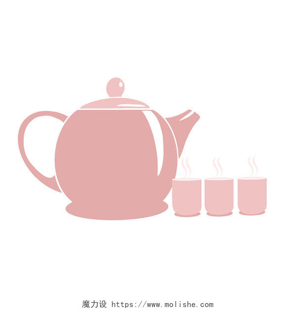 以茶壶为主题进行创作的粉色茶壶PSD元素素材茶叶茶壶